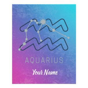 Pôster Aquarius Zodiac - Sinal de Estrela - Constelação d