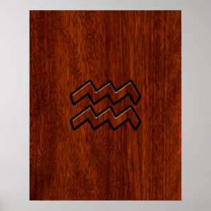 Pôster Aquarius Zodiac - Sinal Mahogany - Estilo