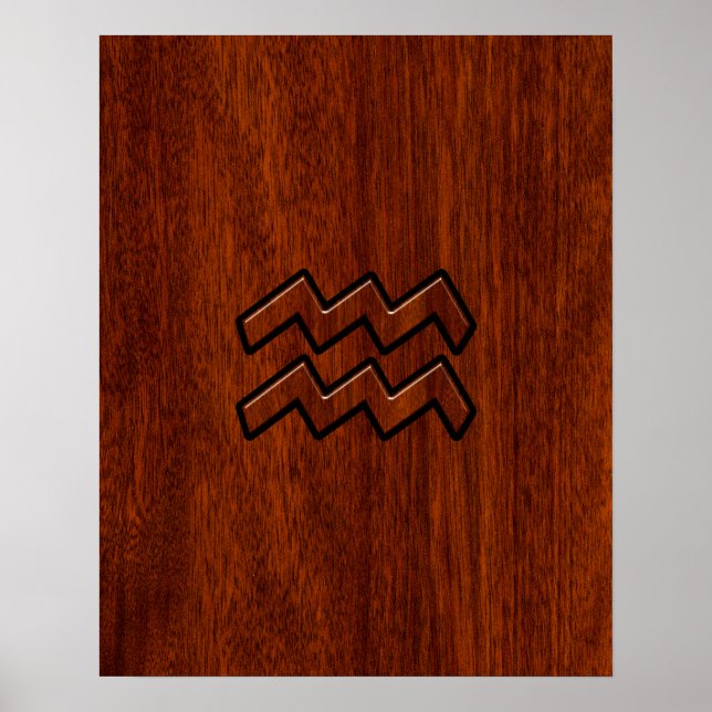 Pôster Aquarius Zodiac - Sinal Mahogany - Estilo (Frente)