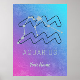 Poster Aquarius Zodistar Sinal Watercolor Horoscope