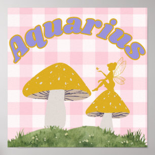 Poster Aquarius Zoditagecore Fairy Mushroom