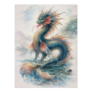 Pôster Aquatic Dragon Misty Waters