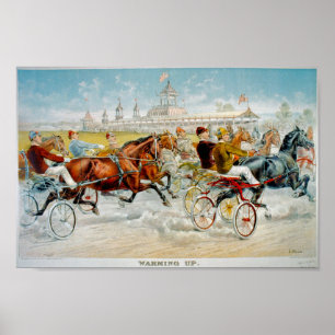 Poster Aquecimento da Corrida de Cavalos Vintage 1893