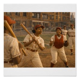 Pôster Aquecimento do Jogo de Softbol