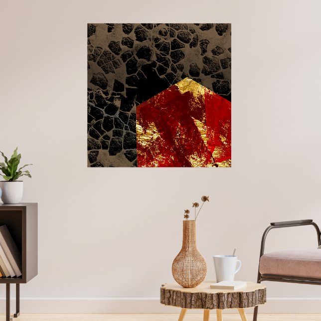 Poster Aquecimento global - Casa em chamas - Abstrato (Sala de Estar 3)