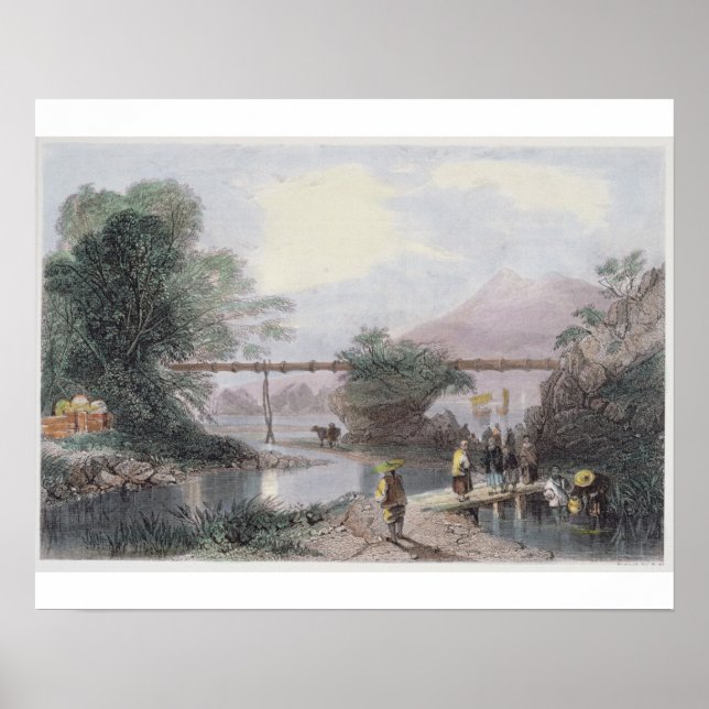 Pôster Aqueduto de Bambu em Hong Kong, gravado por Henry  (Frente)