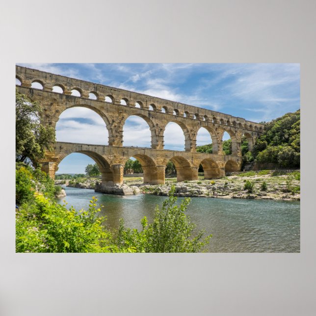 Pôster Aqueduto Romano Sobre o Rio, França (Frente)