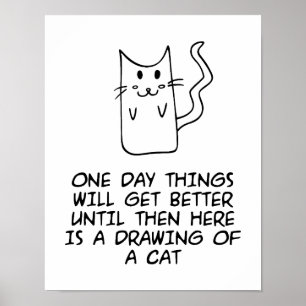 Poster Aqui está o desenho de um gato