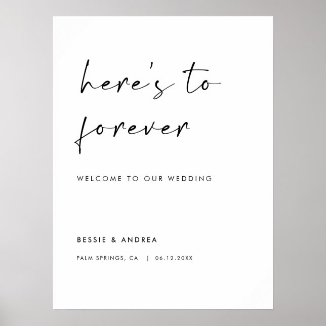 Poster Aqui está para Forever Modern Wedding Welcome (Frente)