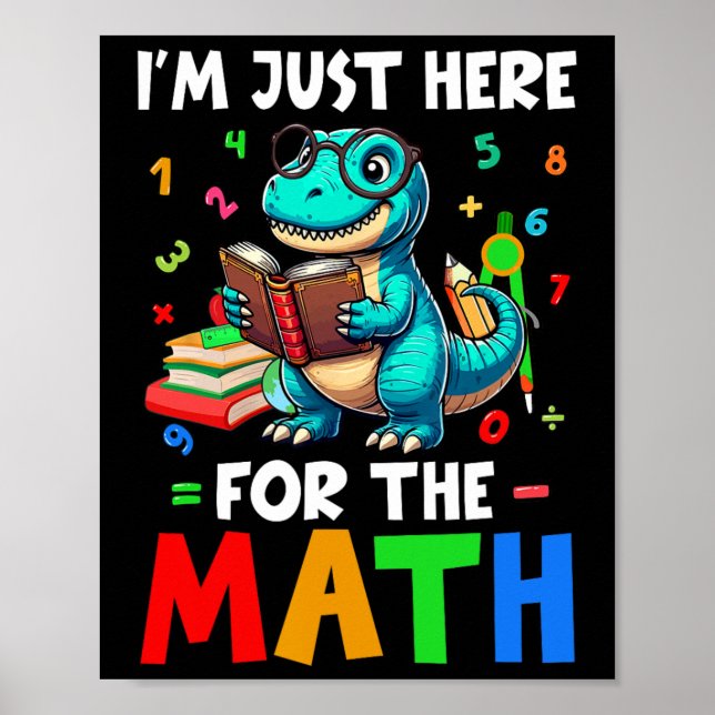 Poster Aqui Para a Matemática Lindos T-Rex Contando Númer (Frente)
