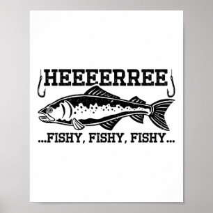 Poster Aqui Peixe Divertido Pescador Homens Pai B Amante 