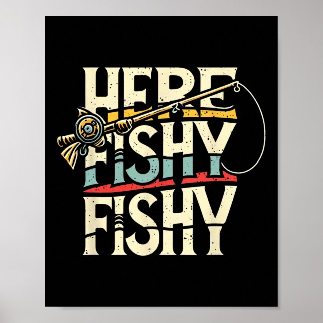 Poster Aqui Peixinho Peixe Engraçado Pesca  (Frente)
