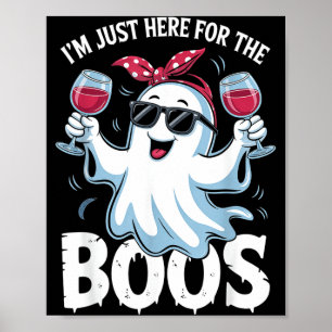 Poster Aqui pelos Boos Fantasma Fofo Divertido Halloween 