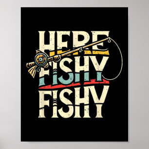 Poster Aqui Pesca De Peixes Engraçados