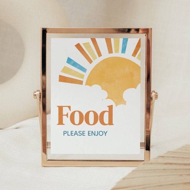 Poster Aqui vem a Comida do Filho Chá de fraldas (Here Comes the Son Baby Shower Food Sign)