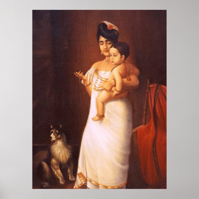 Poster Aqui vem a pintura Papa-Raja Ravi Varma (Réplica) (Frente)