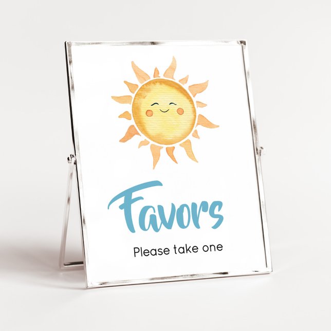 Poster Aqui vem o Chá de fraldas do Sol Bonito (Sunshine Here Comes the Son Baby Shower Favors Sign)