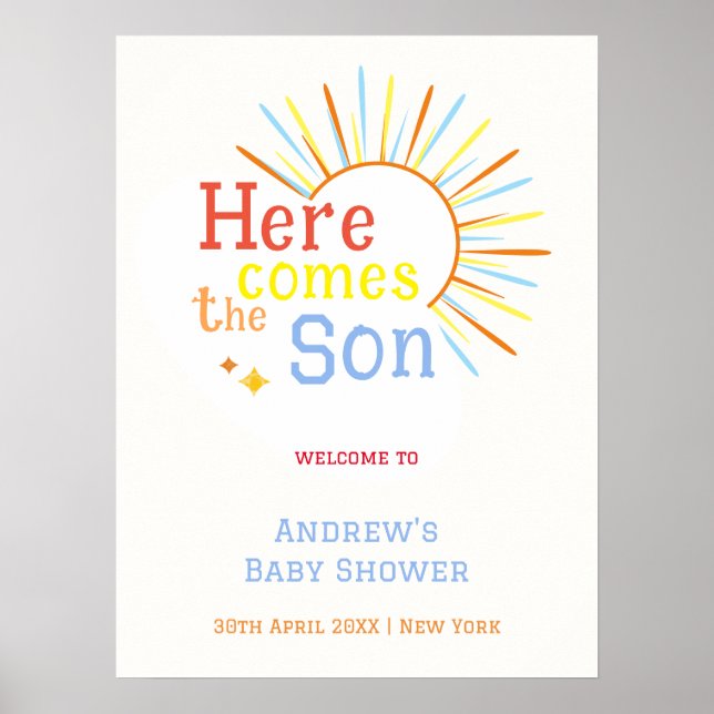 Poster Aqui Vem O Filho Chá de fraldas Bem-Vindo (Frente)