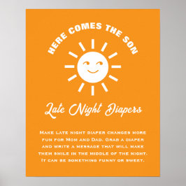 Poster Aqui Vem O Filho Chá de fraldas Tarde Fraldas Notu