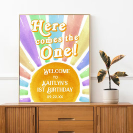 Poster Aqui Vem O Único! Retro Sun primeiro aniversario W