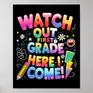 Poster Aqui Vim 1rua Grau T-rex Cute Cuidar Primeiro G