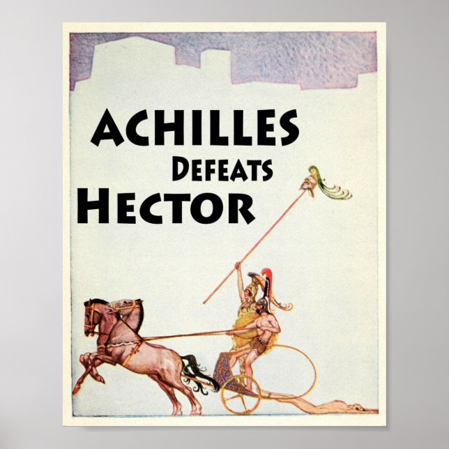 Poster Aquiles Matares Hector na Ilustração da Illiad (Frente)