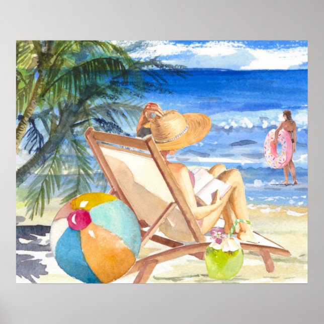 Poster *~* AR29 Girls Women Palm Tropical Exotic Beach (Frente)