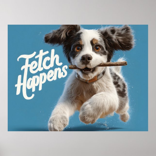 Poster Ar de Médio de puppy adorável em funcionamento com (Frente)