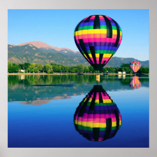 Pôster Ar quente que Ballooning, montanha máxima dos