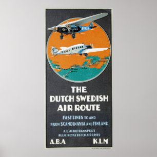 Poster Ar sueco holandês da propaganda da aviação do