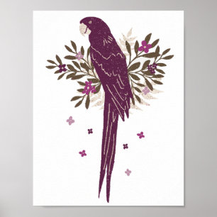 Poster Ara Parrot - Folhas Tropicais Desenhando