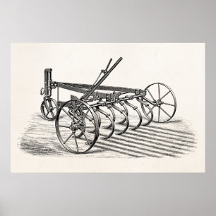 Poster Arado velho da agricultura do equipamento agrícol