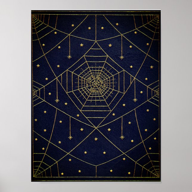 Poster Aranha-aranha estrelas douradas-preto livro de col (Frente)
