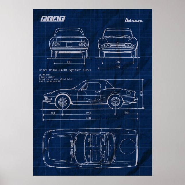 Poster aranha blueprint fiat dino 2400 (Frente)