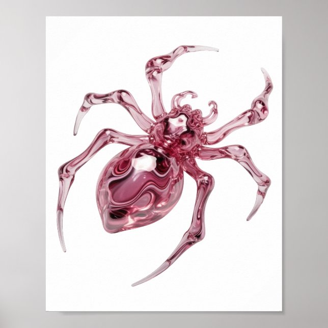 Poster Aranha de Vidro em Vidro Rosa Intenso Design (Frente)