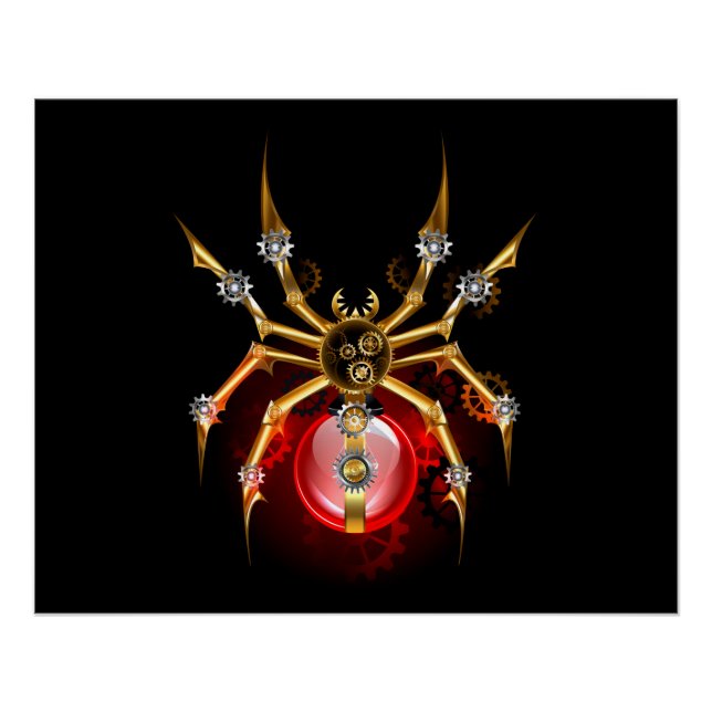 Pôster Aranha steampunk em preto (Frente)