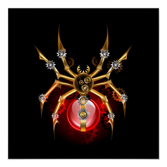Pôster Aranha steampunk em preto (Frente)