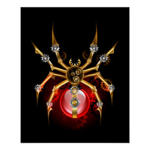 Pôster Aranha steampunk em preto
