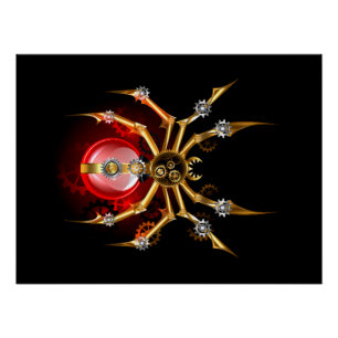 Pôster Aranha steampunk em preto