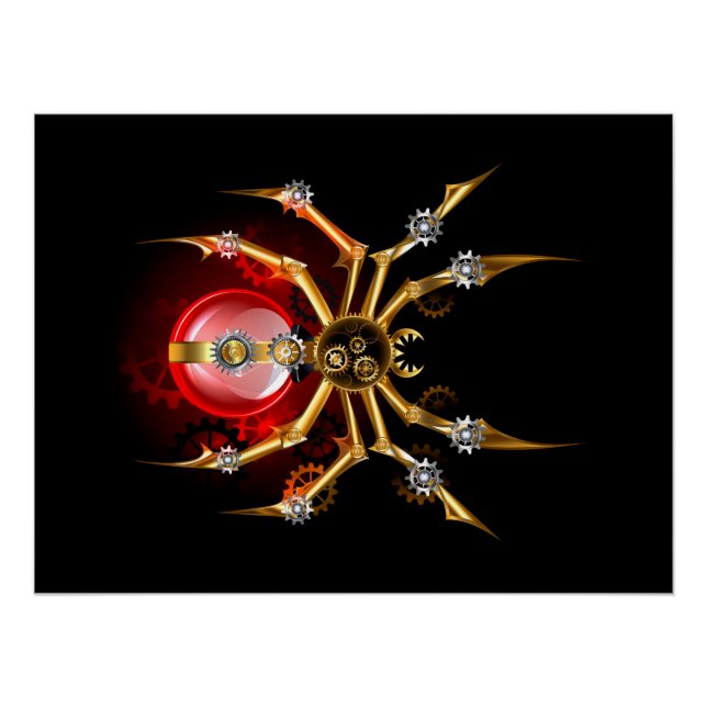 Pôster Aranha steampunk em preto (Frente)