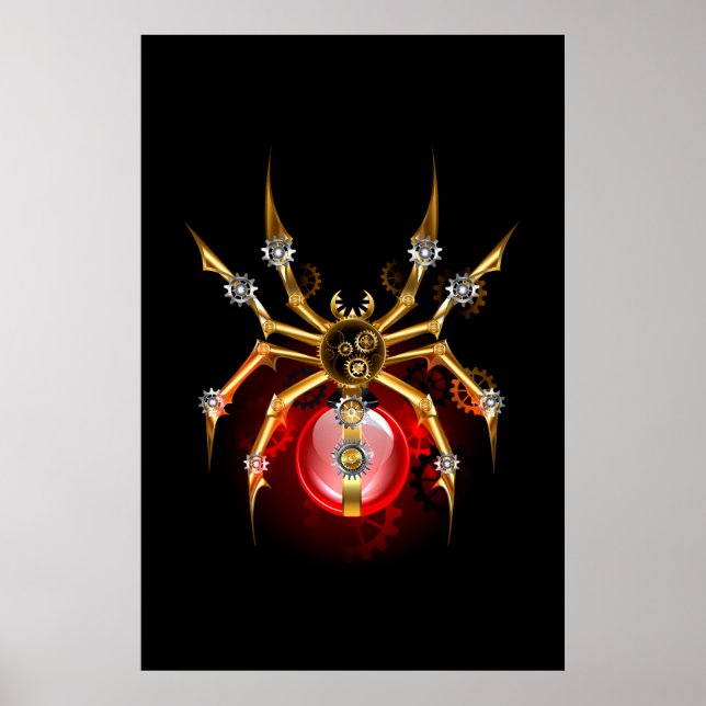 Poster Aranha steampunk em preto (Frente)