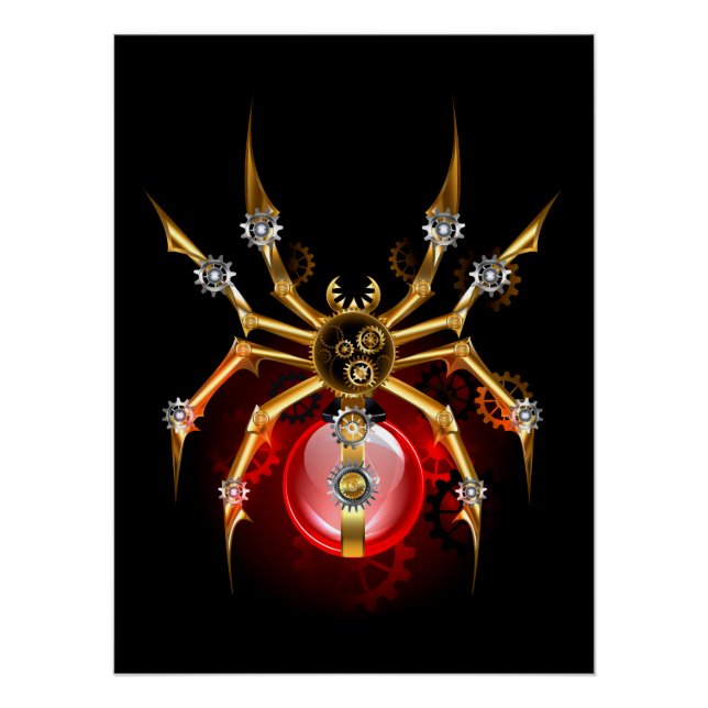 Pôster Aranha steampunk em preto (Frente)