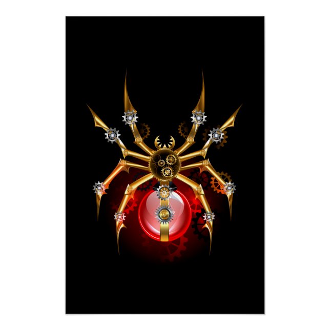 Pôster Aranha steampunk em preto (Frente)