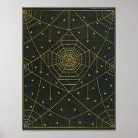 Aranha-teia e estrelas a preto e ouro