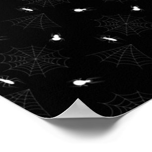 Poster Aranhas Brancas Teia de Aranha Preta Padrão de Hal