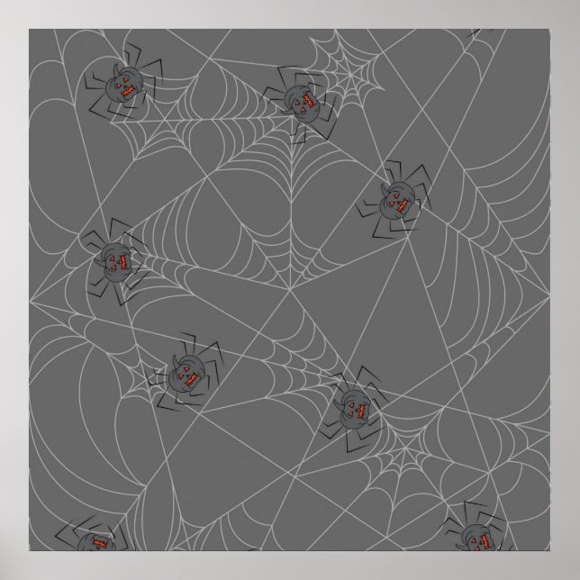 Poster Aranhas do Dia das Bruxas e abóboras (Frente)