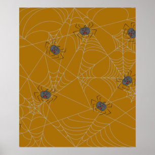 Poster Aranhas do Dia das Bruxas e abóboras