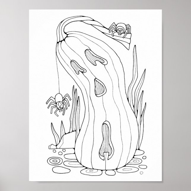 Poster Aranhas Halloween Jack O’Lanterna Colorindo Aranha (Frente)