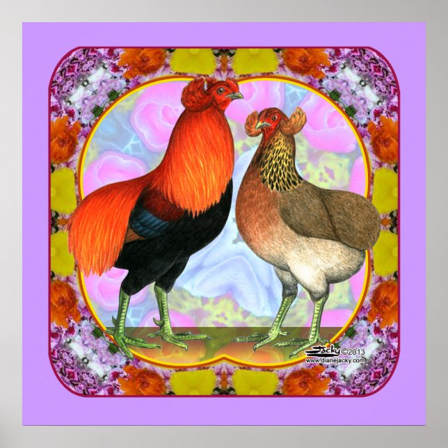Poster Araucana Chickens Art Nouveau (Frente)