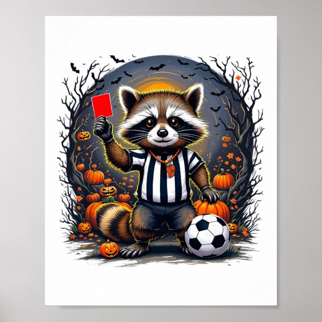 Poster Árbitro de Futebol de Halloween Divertido Cartão V (Frente)